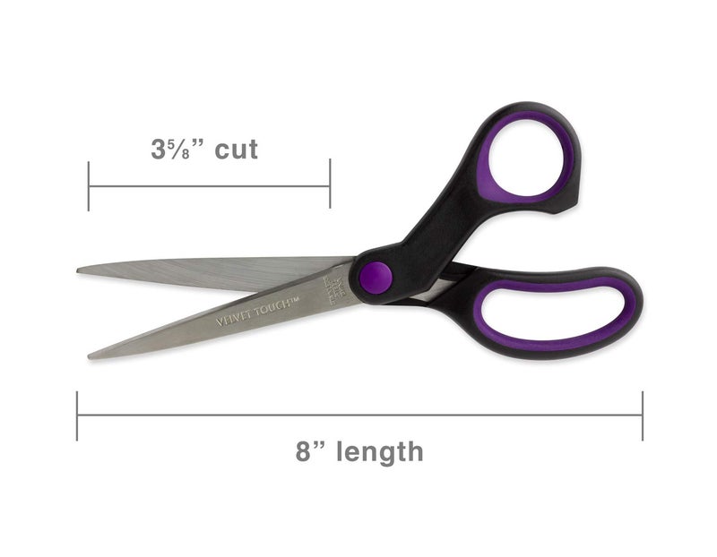 Hygloss-Armada Art Velvet Touch Scissors - Great for Arts and Crafts - Pointed Tip Blades - Reusable Vinyl Bag for Safe Storage - 8 Inches - Black and Purple - 1 Pair - Image 2